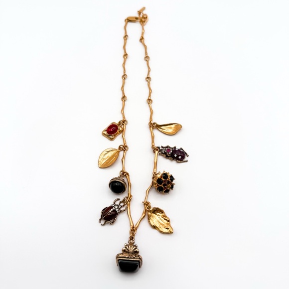 ✨ZARA✨ Gold-Tone Charm Necklace with Enamel Bugs and Leaves - Picture 3 of 8